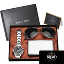 Kit Relógio óculos e Carteira Masculina Antimagnetic